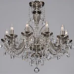 Kristal ljósakróna 10 ljósa - kristal armar silfurhúðaðir